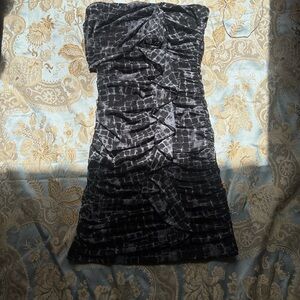 As U Wish Black Ruched Strapless Bodycon Dress